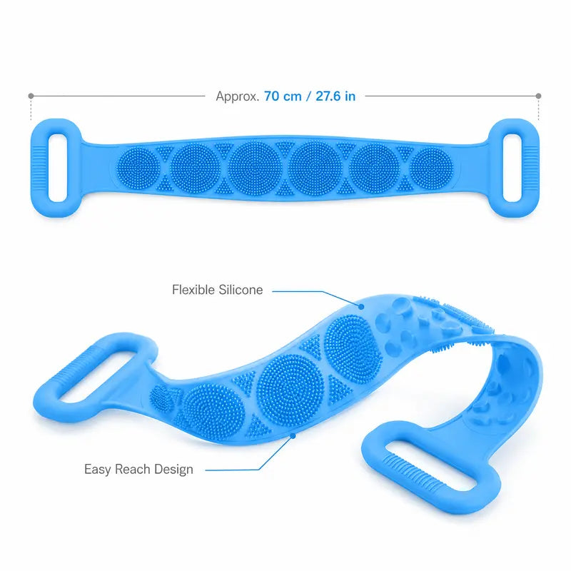 1PCS Silicone Bath Brush, Double-Sided Exfoliating Back Scrubber with Mesh Sponge