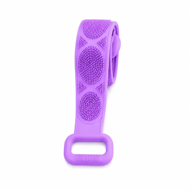 1PCS Silicone Bath Brush, Double-Sided Exfoliating Back Scrubber with Mesh Sponge