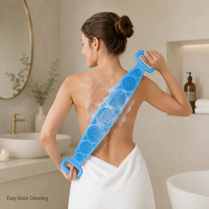1PCS Silicone Bath Brush, Double-Sided Exfoliating Back Scrubber with Mesh Sponge