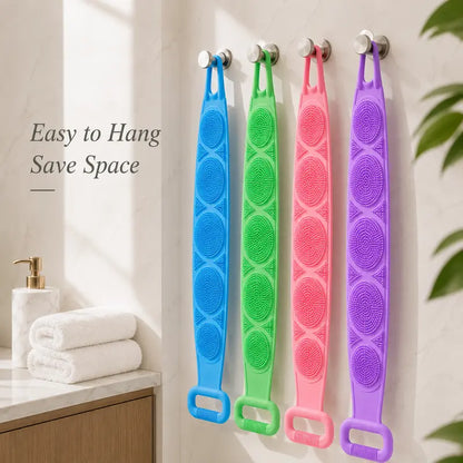 1PCS Silicone Bath Brush, Double-Sided Exfoliating Back Scrubber with Mesh Sponge