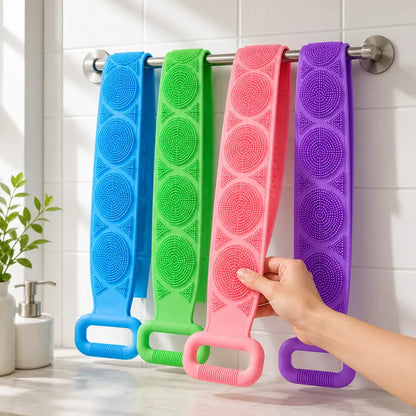 1PCS Silicone Bath Brush, Double-Sided Exfoliating Back Scrubber with Mesh Sponge