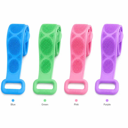1PCS Silicone Bath Brush, Double-Sided Exfoliating Back Scrubber with Mesh Sponge