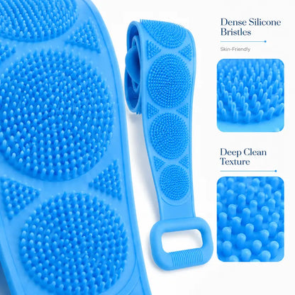 1PCS Silicone Bath Brush, Double-Sided Exfoliating Back Scrubber with Mesh Sponge